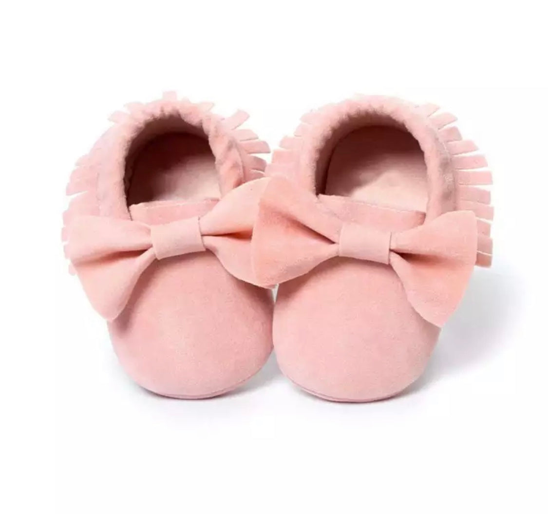 Suede Bow Moccasin (Pink)
